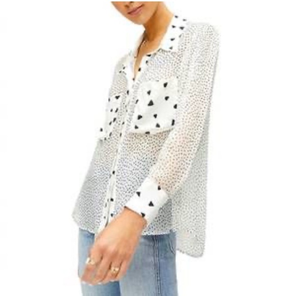 7 for all mankind sheer button up blouse - Picture 1 of 7